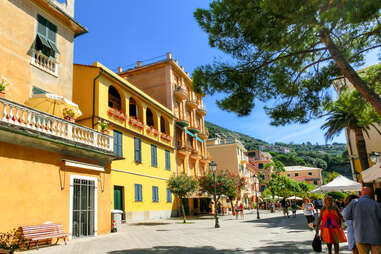 a colorful street in an Italian village