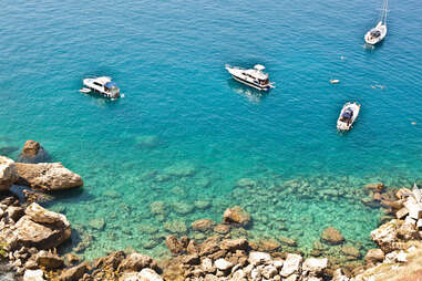 Boats near the coast of the Tremiti Islands 