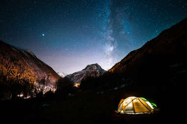 tent under the stars in french alps