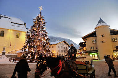 christmas tree in megeve, france