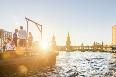 friends enjoying a boatride in berlin