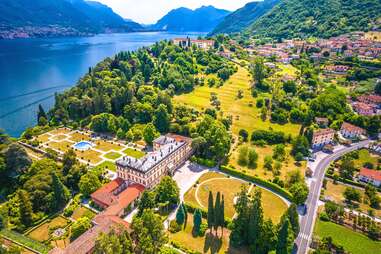 aerial view of bellagio waterfront villas