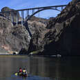 Colorado River below the Hoover Dam and Mike O'Callaghan–Pat Tillman Memorial Bridge 