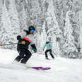 skier on the powdery slopes in flagstaff arizona