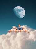 photo-illustration of a man sleeping on a cloud 