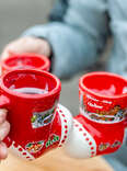 mulled wine mugs at a christmas market